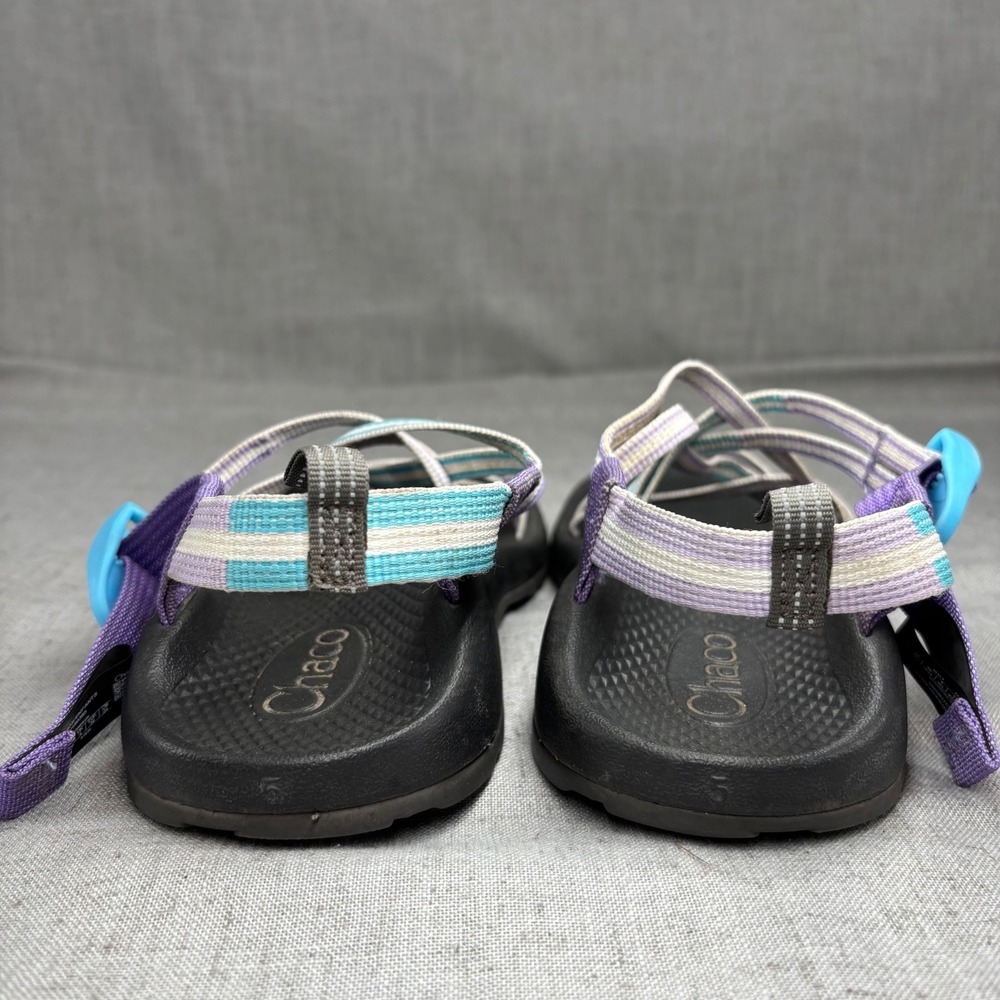 Chaco Kids Z1 Ecotread Strappy Sandals Purple Teal Striped Gorpcore Size 5 - Picture 6 of 11
